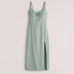 Abercrombie Green Corset Lace-Up Midi Dress